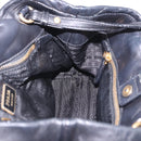 PRADA Ribbon Hand Bag Leather Black Gold Auth 202973V-22