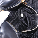 PRADA Ribbon Hand Bag Leather Black Gold Auth 202973V-25