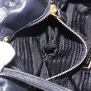 PRADA Ribbon Hand Bag Leather Black Gold Auth 202973V-27