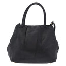 PRADA Ribbon Hand Bag Leather Black Gold Auth 202973V-2