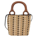 Salvatore Ferragamo Hand Bag Canvas 2way Beige Gold Auth 202977V-2
