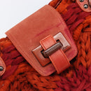 Salvatore Ferragamo Gancini Hand Bag Knitted Fabrics Red Silver Auth 202979V-15