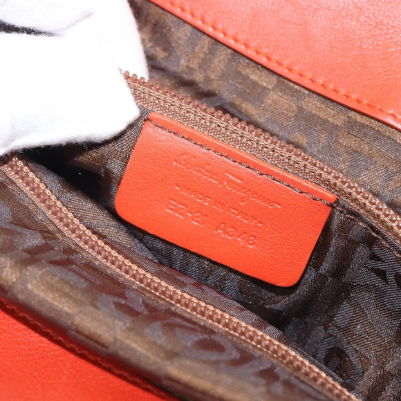 Salvatore Ferragamo Gancini Hand Bag Knitted Fabrics Red Silver Auth 202979V