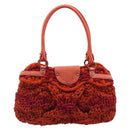 Salvatore Ferragamo Gancini Hand Bag Knitted Fabrics Red Silver Auth 202979V-3