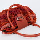 Salvatore Ferragamo Gancini Hand Bag Knitted Fabrics Red Silver Auth 202979V-6