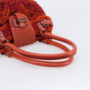 Salvatore Ferragamo Gancini Hand Bag Knitted Fabrics Red Silver Auth 202979V-7