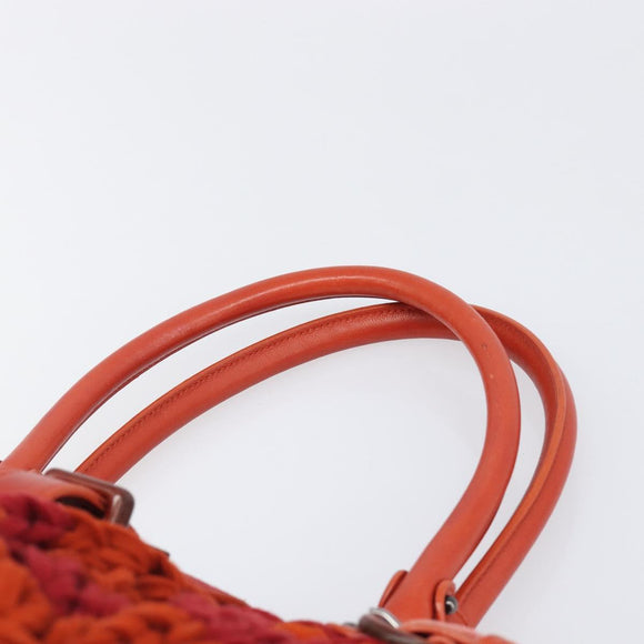 Salvatore Ferragamo Gancini Hand Bag Knitted Fabrics Red Silver Auth 202979V