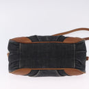 BURBERRY Blue Label Shoulder Bag Denim Navy Gold Auth 202980-6