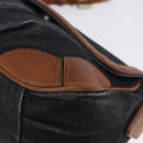 BURBERRY Blue Label Shoulder Bag Denim Navy Gold Auth 202980-15