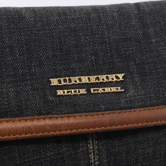 BURBERRY Blue Label Shoulder Bag Denim Navy Gold Auth 202980