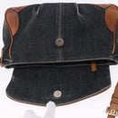 BURBERRY Blue Label Shoulder Bag Denim Navy Gold Auth 202980-10