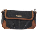 BURBERRY Blue Label Shoulder Bag Denim Navy Gold Auth 202980-13