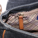 BURBERRY Blue Label Shoulder Bag Denim Navy Gold Auth 202980-23