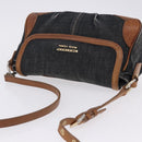 BURBERRY Blue Label Shoulder Bag Denim Navy Gold Auth 202980-7