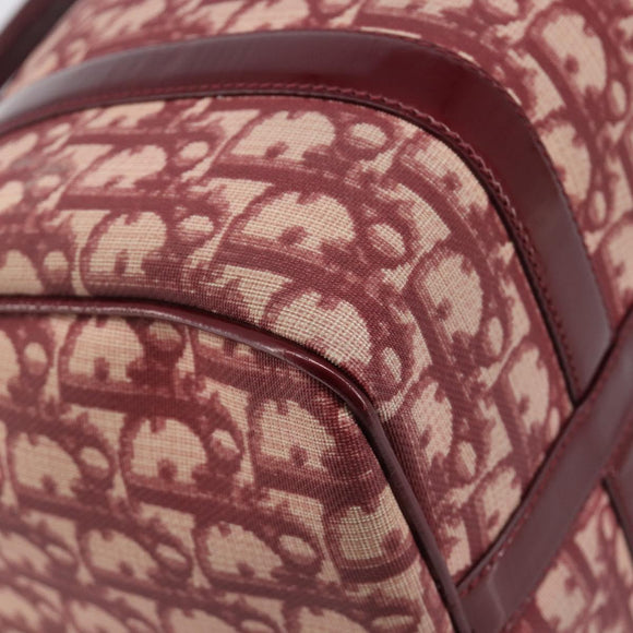 Christian Dior Trotter Canvas Boston Bag PVC Red Gold Auth 202981