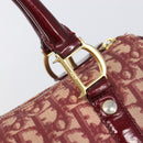 Christian Dior Trotter Canvas Boston Bag PVC Red Gold Auth 202981-19