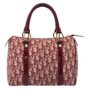 Christian Dior Trotter Canvas Boston Bag PVC Red Gold Auth 202981-2