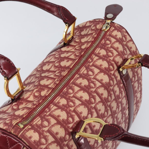 Christian Dior Trotter Canvas Boston Bag PVC Red Gold Auth 202981