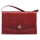 GUCCI Interlocking G Shoulder Bag Leather Red Gold 121546 Auth 202982-13