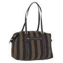 FENDI Pecan Canvas Tote Bag Brown Black Auth 202984-1