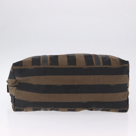 FENDI Pecan Canvas Tote Bag Brown Black Auth 202984