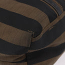FENDI Pecan Canvas Tote Bag Brown Black Auth 202984-14
