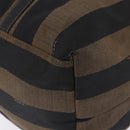 FENDI Pecan Canvas Tote Bag Brown Black Auth 202984-15