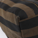 FENDI Pecan Canvas Tote Bag Brown Black Auth 202984-16