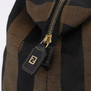 FENDI Pecan Canvas Tote Bag Brown Black Auth 202984-17