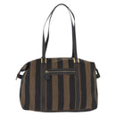FENDI Pecan Canvas Tote Bag Brown Black Auth 202984-13