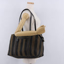 FENDI Pecan Canvas Tote Bag Brown Black Auth 202984-23