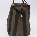 FENDI Pecan Canvas Tote Bag Brown Black Auth 202984-3