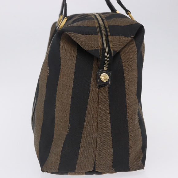 FENDI Pecan Canvas Tote Bag Brown Black Auth 202984