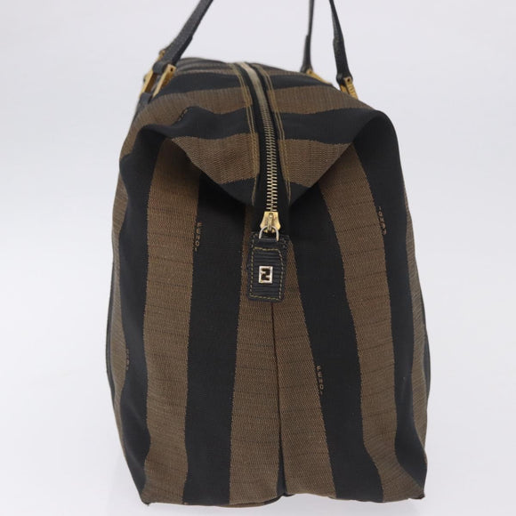 FENDI Pecan Canvas Tote Bag Brown Black Auth 202984