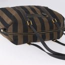 FENDI Pecan Canvas Tote Bag Brown Black Auth 202984-6