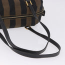 FENDI Pecan Canvas Tote Bag Brown Black Auth 202984-7