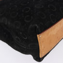 CELINE C Macadam Canvas Hand Bag Suede Black Silver Auth 202985-11