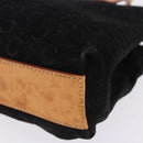 CELINE C Macadam Canvas Hand Bag Suede Black Silver Auth 202985-12