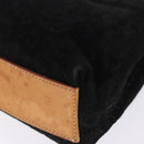 CELINE C Macadam Canvas Hand Bag Suede Black Silver Auth 202985-14