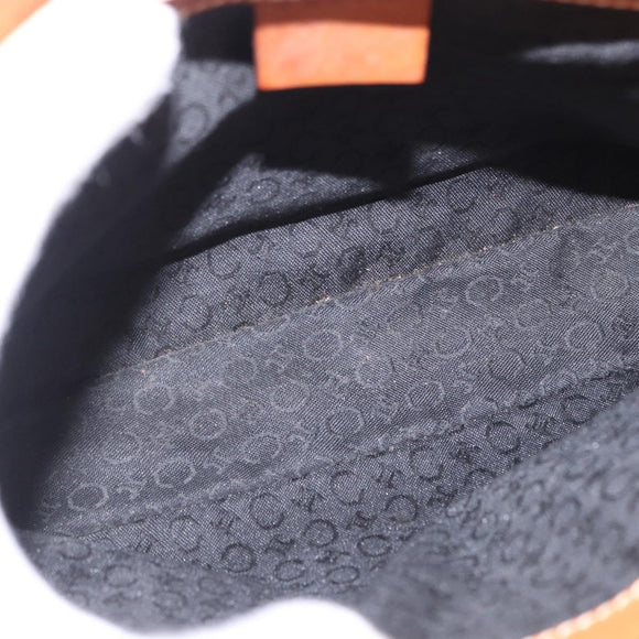 CELINE C Macadam Canvas Hand Bag Suede Black Silver Auth 202985