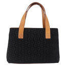 CELINE C Macadam Canvas Hand Bag Suede Black Silver Auth 202985-2