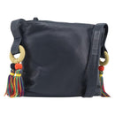 LOEWE Flamenco Shoulder Bag Leather Black Auth 202986A-1