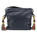LOEWE Flamenco Shoulder Bag Leather Black Auth 202986A-2