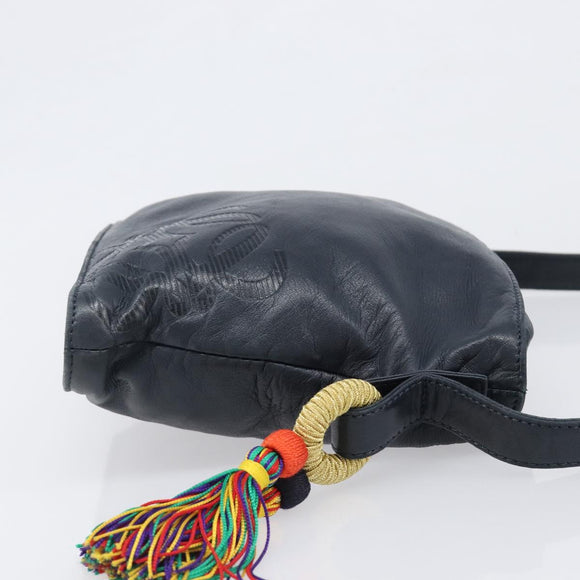 LOEWE Flamenco Shoulder Bag Leather Black Auth 202986A