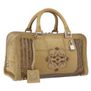 LOEWE Amazona 30 Hand Bag Suede Beige Silver Auth 202990V-1