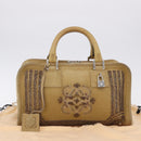 LOEWE Amazona 30 Hand Bag Suede Beige Silver Auth 202990V-12