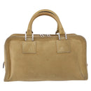 LOEWE Amazona 30 Hand Bag Suede Beige Silver Auth 202990V-2