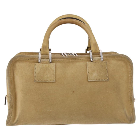 LOEWE Amazona 30 Hand Bag Suede Beige Silver Auth 202990V
