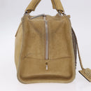 LOEWE Amazona 30 Hand Bag Suede Beige Silver Auth 202990V-4