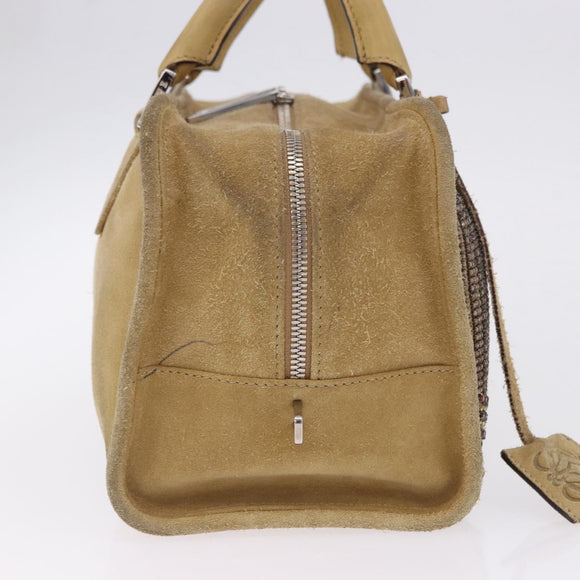 LOEWE Amazona 30 Hand Bag Suede Beige Silver Auth 202990V